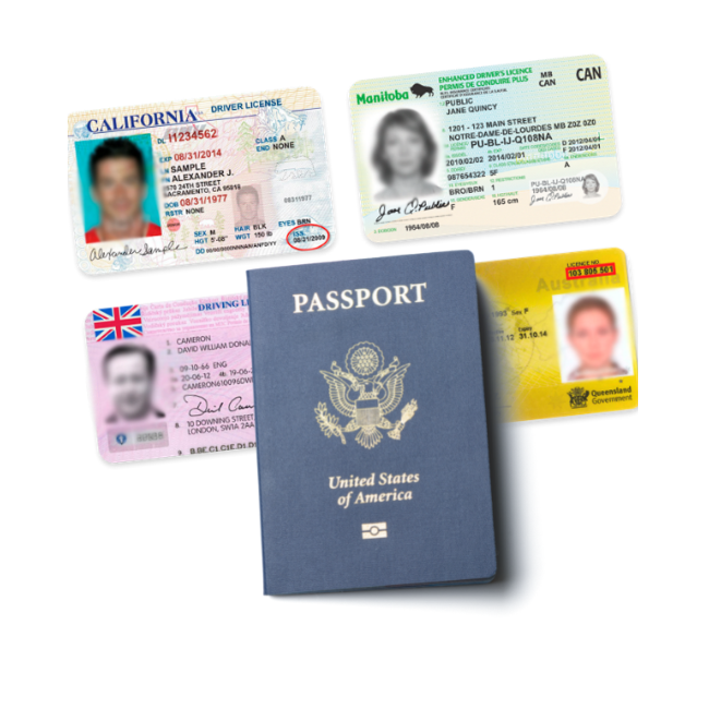 Global ID documents including driver licenses, national ID cards, and passports (1)